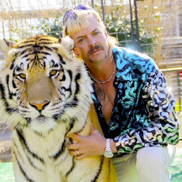 Joe Exotic, the eponymous Tiger King and one of his rugs in waiting. Photo: Supplied 