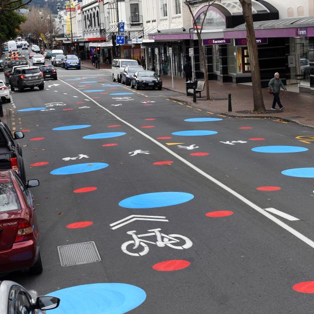Brightly painted dots appeared on George St at the weekend to highlight that it is a shared space...