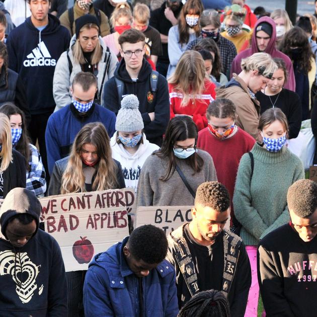 Hundreds of people gathered in Dunedin’s Octagon yesterday to support the ‘‘Black lives matter’’...