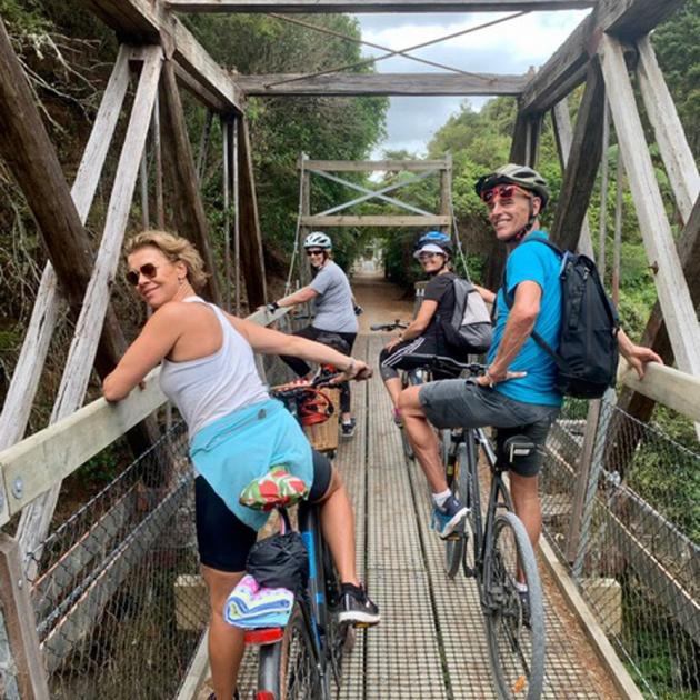 The suspension Twin Bridge at Tuhipa overlooks Oratua Stream and beautiful native forest.