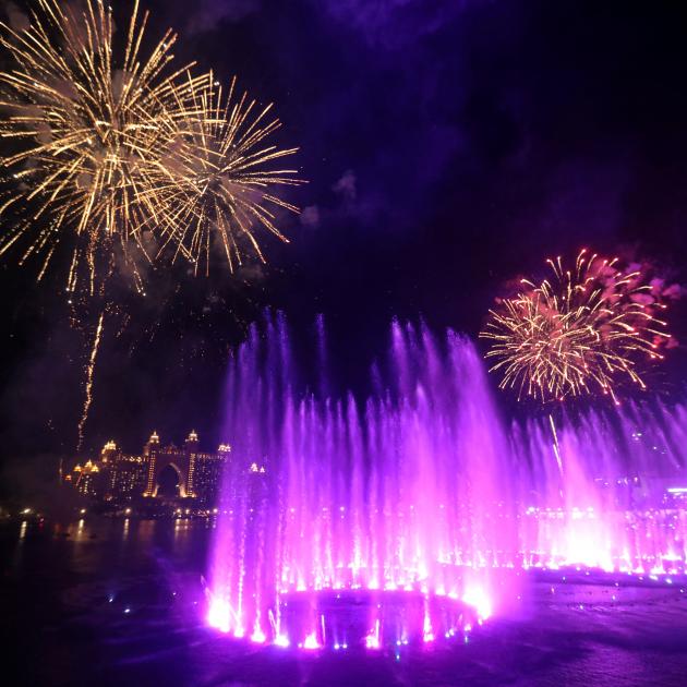 A view shows a new fountain during a ceremony at the Palm Jumeirah. Photo: Reuters