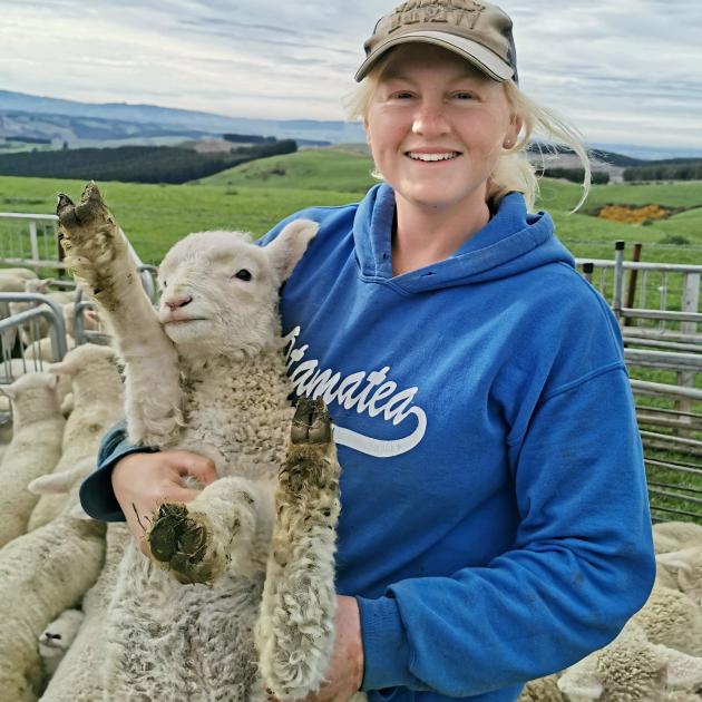 South Otago A&P Show Queen convener Bayley Coates at work on the farm. PHOTO: SUPPLIED BY BAYLEY...