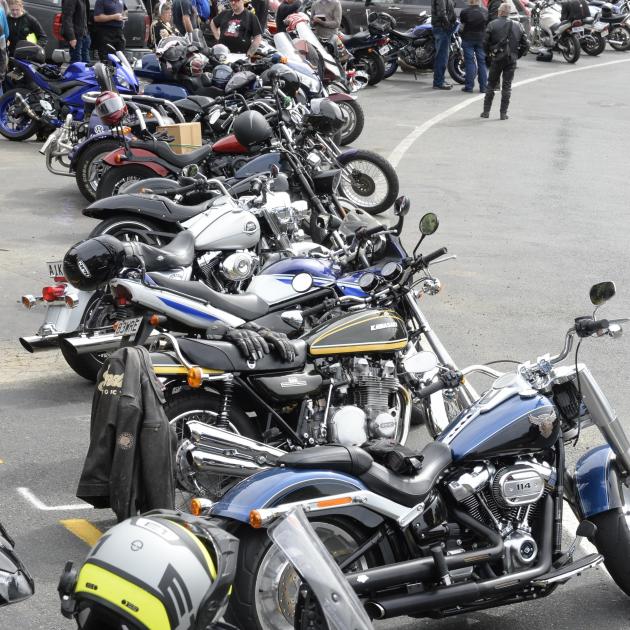 Motorcycles and their riders gathered at Port Chalmers yesterday for the start of the run.