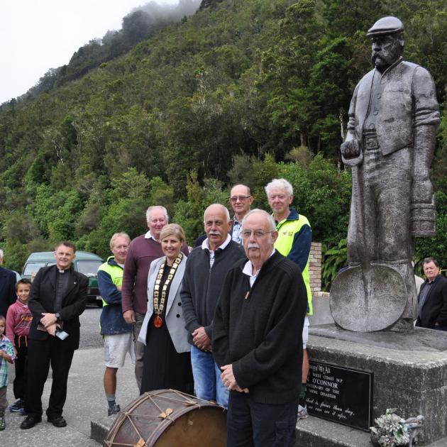 Dignitaries and descendants at the Brunner Mine site on Thursday morning. PHOTO: ALLAN GIBSON