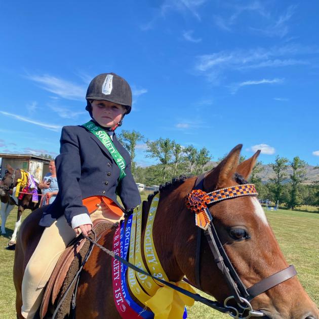 Lining up for the Strath Taieri A&P Show grand parade yesterday are Jade Miller (8) of Lawrence,...