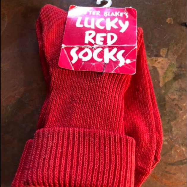 These lucky red socks from 1995 are up for sale in Queenstown. Photo: Facebook