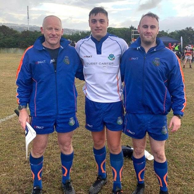 Referee Logan Whitty and his assistant referees Dave Kennedy (left) and Brandon Hale at Kettle...