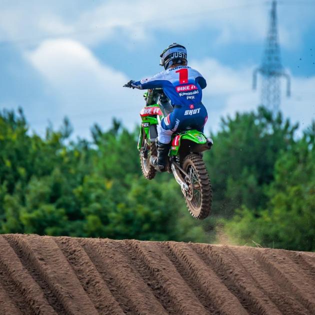 Courtney Duncan in action during the second round of the world motocross championship in Belgium...