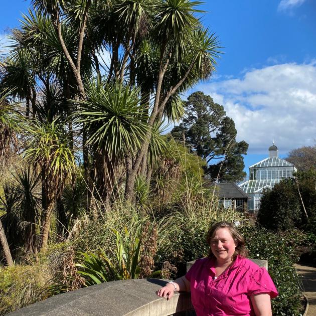 Open Valley Urban Ecosanctuary community engagement co-ordinator Clare Cross admires a cabbage...