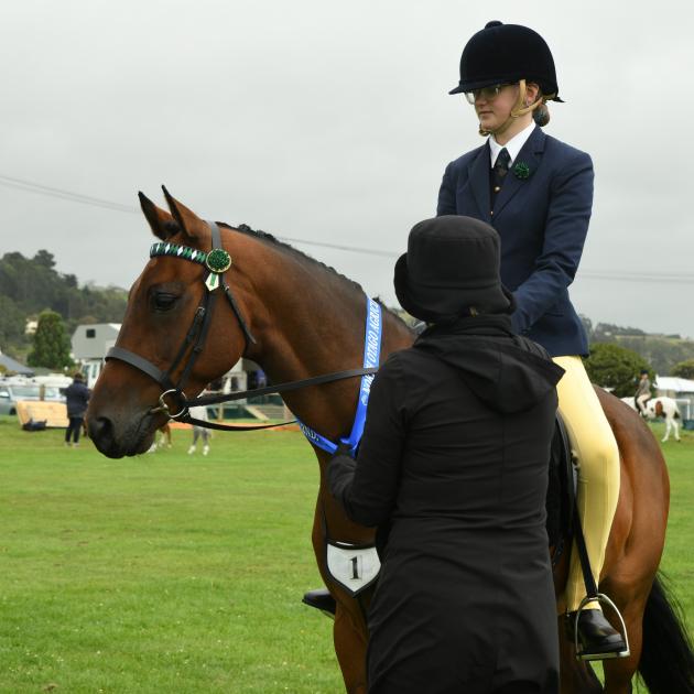 Hayley Hamilton, of Maheno, on her pony Chivas Royal Whisky at the North Otago A&P Show on...