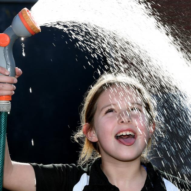 Taking a drink of town-supplied water for the first time in six months was Waikouaiti School...