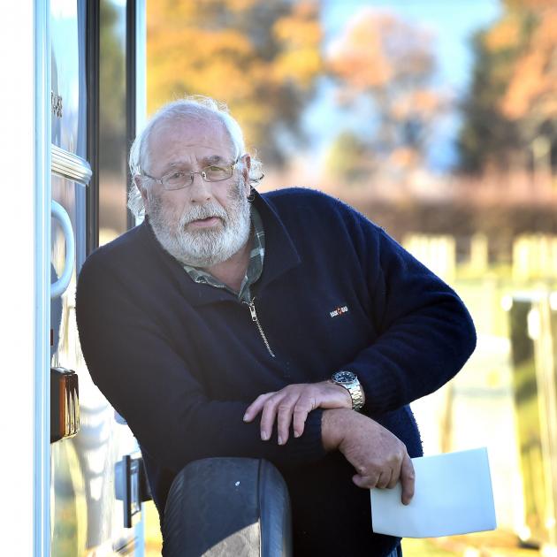 Former Southern Taxis driver Gary Powell stands outside his caravan parked in Mosgiel. PHOTO:...