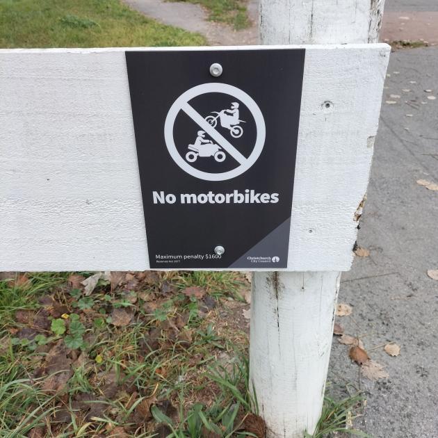 Twenty no motorbike signs were installed around the red zone area after growing concerns of...