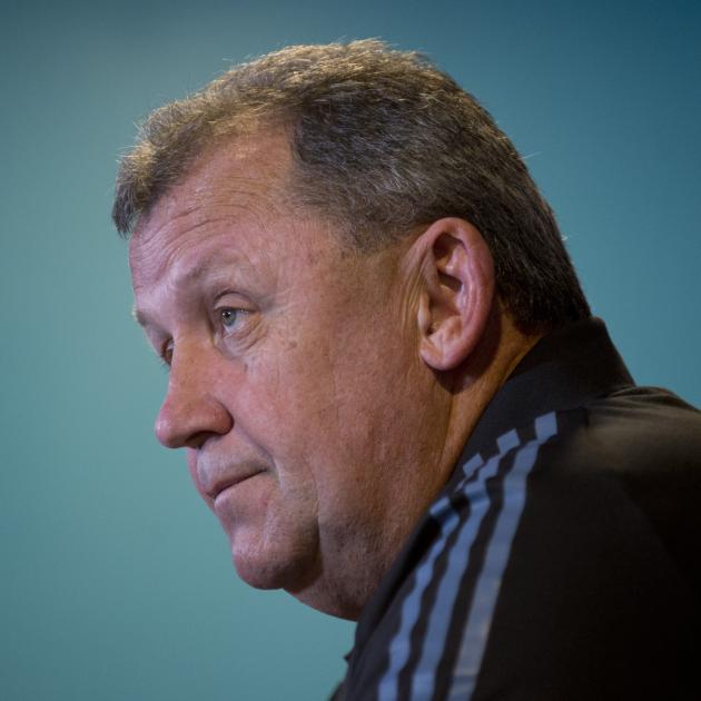 All Blacks coach Ian Foster holds forth at a press conference in Dunedin yesterday. PHOTO: GERARD...