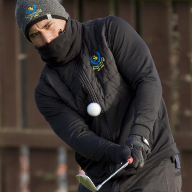 Meanwhile, getting into the swing of things at the St Clair Golf Club yesterday is All Blacks...