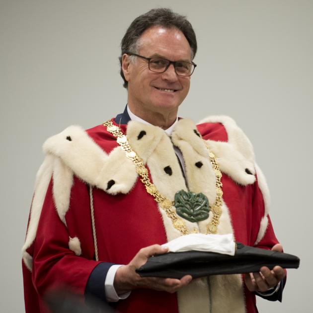 Jules Radich in his mayoral robe and chains. PHOTO: GERARD O'BRIEN