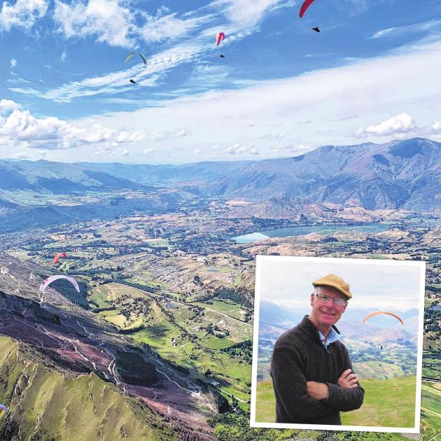 Paragliders  above Queenstown. New Zealand Paragliding Open organiser Tim Brown, of Queenstown,...
