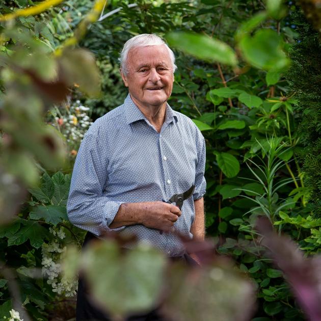 Gordon Collier in his garden. PHOTO: PAUL MCCREDIE