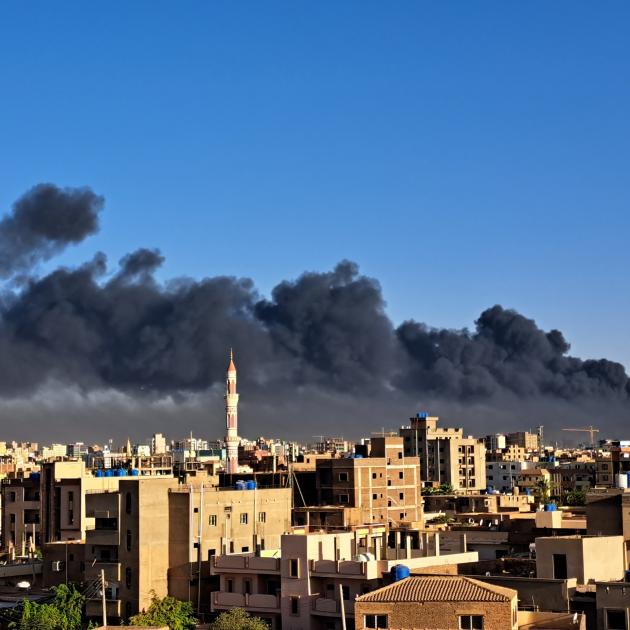 Smoke rises over Khartoum during clashes between the Sudanese Armed Forces and the paramilitary...