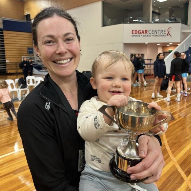 Arthur Grant, 11-months, was Christchurch Red's mascot at the Netball NZ Open Champs in Dunedin...