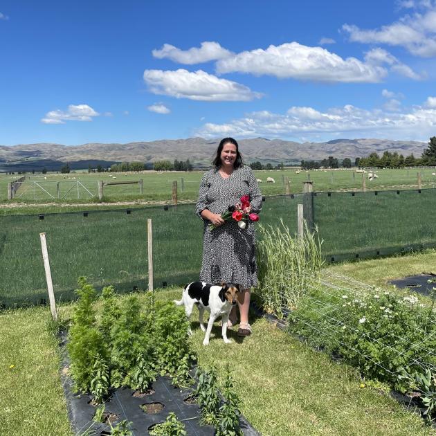 Farm environmental consultant Josie Murray in the flower garden of her Hakataramea Valley home,...