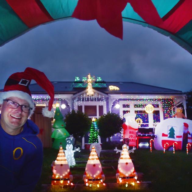 East Taieri man Richard Milmine showcases the Christmas decorations at his place at Braeside,...