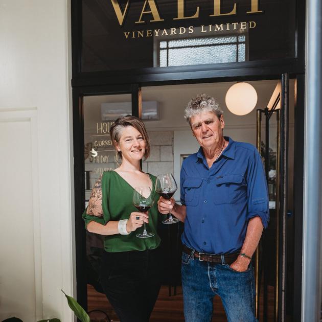 Nicole Schofield and Grant Taylor, from Valli Wines, celebrate the opening of their wine bar in...