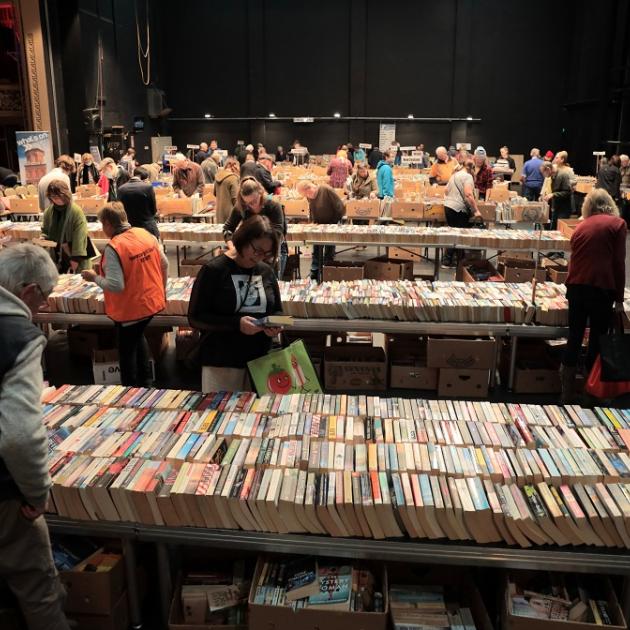 Crowds peruse the selection of books for sale at the 42nd Rotary Book sale at the Civic Theatre...