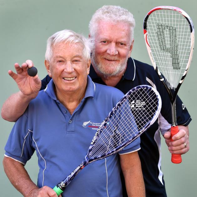Bill Werry (left) and Neil Tulloch have become great mates through playing squash at the Masters...