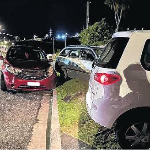 A stolen Mazda Demio crashed into two parked cars in Calton Hill before its youth drivers fled on...
