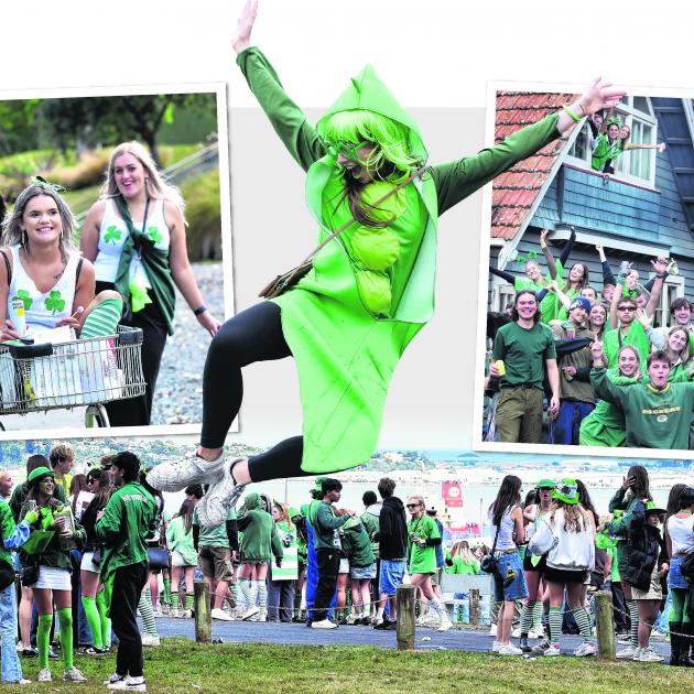 Enjoying St Patrick’s Day yesterday are (clockwise from top left) flatmates Courtney Henderson,...
