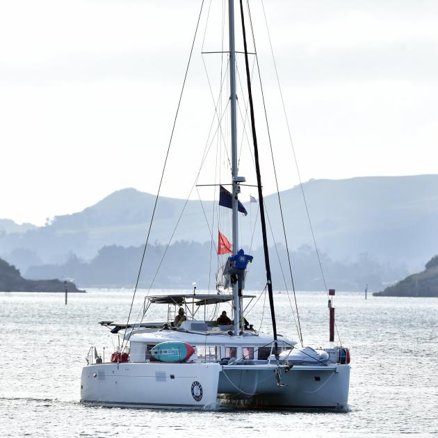 SV Parlay cruises up Otago Harbour. PHOTO: PETER MCINTOSH