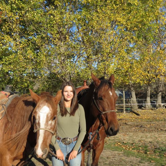 Alexandra cowgirl Amelia Knowles, 15, pictured with her horses Manawa and Koda, will travel to...