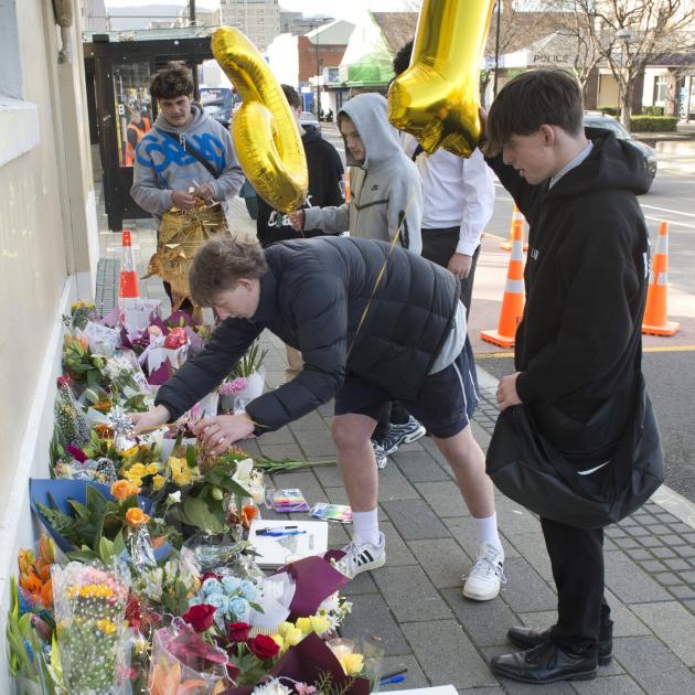 Pupils pay tribute to Enere Mclaren-Taana, 16, who was fatally stabbed at the Dunedin bus hub on...
