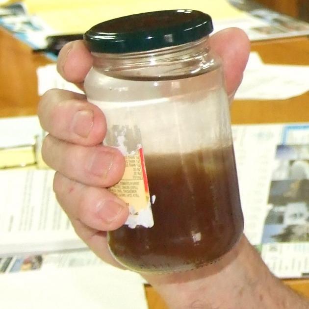 A sample of Tapanui water. PHOTO: ODT FILES
