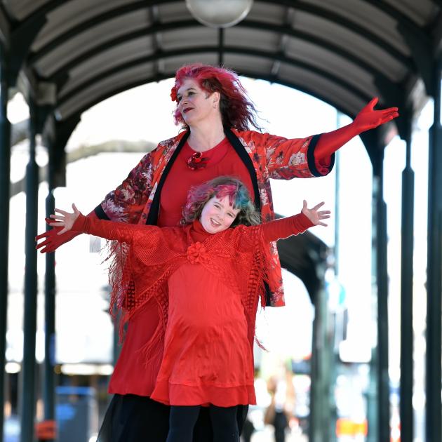 Dunedin city councillor Mandy and her daughter Vita Mayhem-Bullock (8), practise their Wuthering...