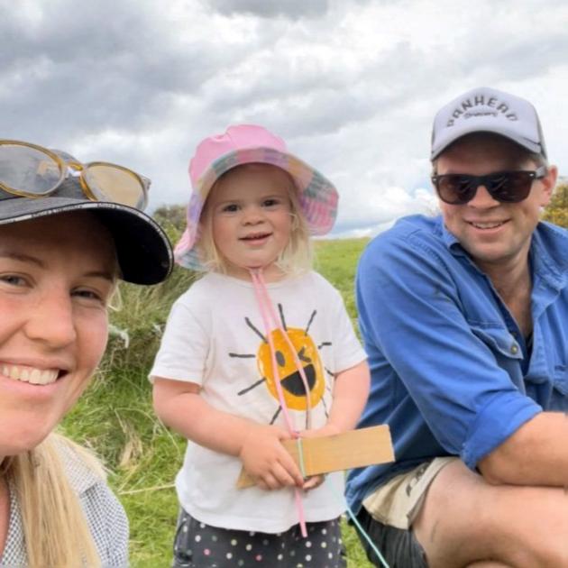 Educating the next generation ... Southland farmers Alexis and Nick Wadworth with their daughter...