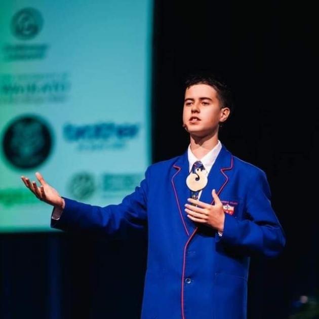 Eli Puna performing at the Ngā Manu Korero speech competition in Auckland. PHOTO: SUPPLIED
