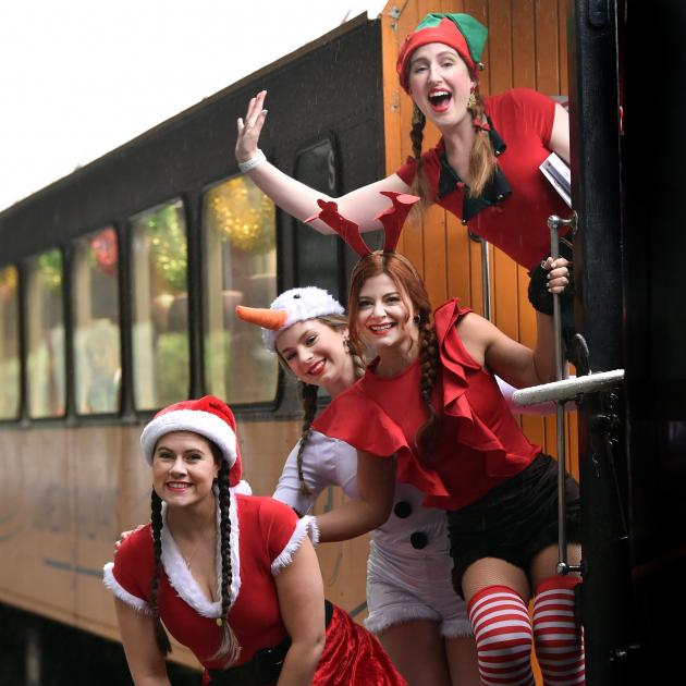 Polar Express train helpers (from bottom to top) Destiny Carvell, 28, Isla Kamo, 15, Toni Thomas,...