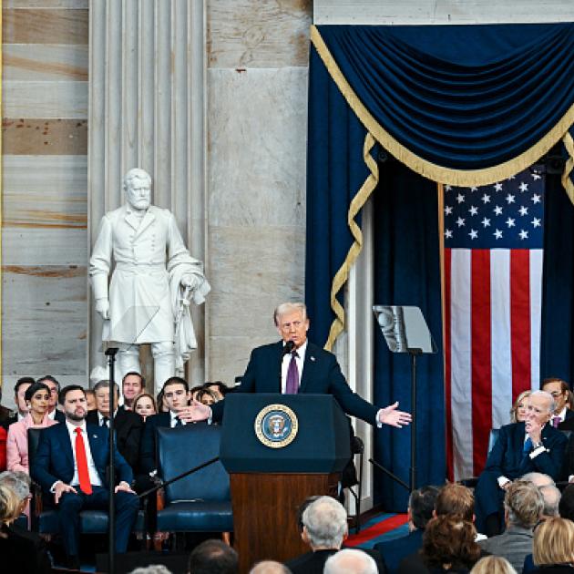 President Donald Trump speaks during his inauguration. Photo: Getty Images