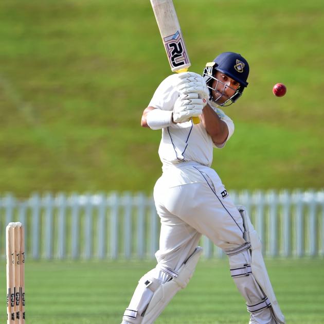 Otago batter Jamal Todd plays through the offside against Auckland in their Plunket Shield match...