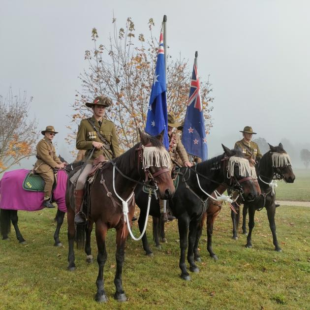 The Canterbury Mounted Rifles emerged from the mist to join the Anzac Day service at Culverden,...