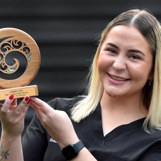 Dunedin cosmetic tattooist Olivia Legg took out first place in the ombre/powder eyebrow tattooing...