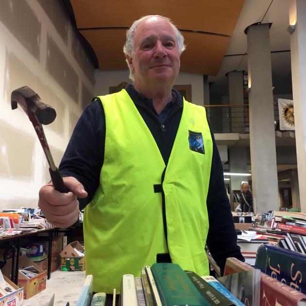 Dunedin Central Rotary Club president David MacLeod at the club’s annual book sale in central Dunedin last   month.PHOTO: SHAWN MCAVINUE