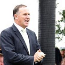 Prime Minister John Key speaks on Te Tii Marae. He says he has no plans for the tradition of politicians visiting Waitangi to change, after protests disrupted celebrations this year. Photo / Natalie Slade