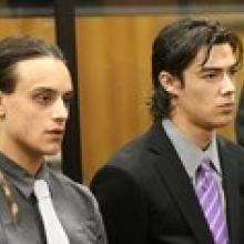 Mikhail Pandey-Johnson and Karl Nuku during their trial for the murder of Dean Browne. Photo / NZ Herald