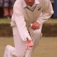 Ian Dickison shows his form on  the green. Photo from ODT Files.
