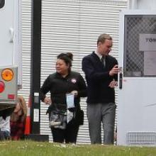 Hollywood A-lister Michael Fassbender outside his trailer during filming of the Light Between Oceans at Wakari Hospital in Dunedin yesterday. The film's publicist, Louise Spencer said today was the last day filming in Otago, with much of the crew already 