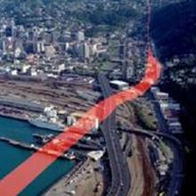 A graphic showing the Wellington fault, which runs through the central city. Photo: GNS