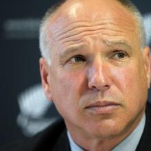 New Zealand Cricket CEO David White speaks to the media during a press conference in Auckland...